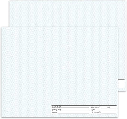 2 Pack 50 Sheets 22" x 17" Isometric Graph Paper Pad Landscape by gisgfim