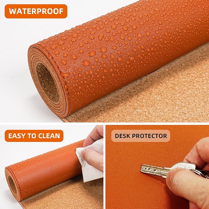 Leather Desk pad Protector, Large Desk mat - Image 4