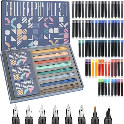 GC QUILL Calligraphy Pen Set 74pcs- 8 Calligraphy Fountain Pens by GC+QUILL