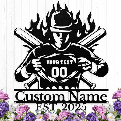 Personalized Baseball Metal Sign Custom Baseball Signs Wall Art, Custom Name by HengMeiZiK