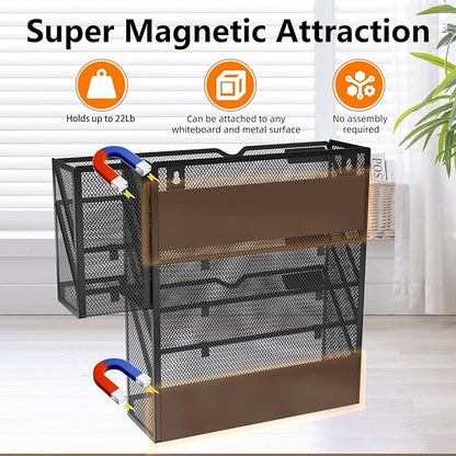 KZWKRG Magnetic File Holder, Magnetic File Organizer Wall Mount, 5 Tier Hanging - Image 2