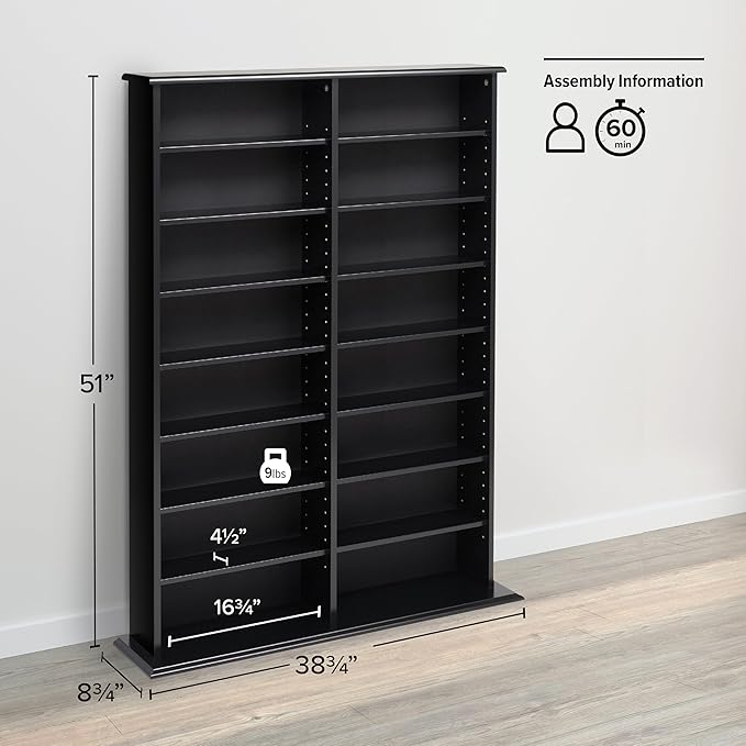 Prepac 2 Column Display Cabinet Media Storage, Double Width Wall - Image 4