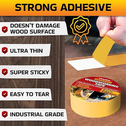 Trazon Double Sided Woodworking Tape Super Strong, 2 Inch x 120 Feet, Wood - Image 7