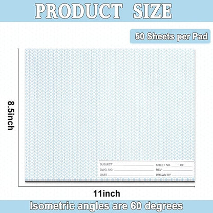2 Pack 100 Sheets 8.5" x 11" Isometric Graph Paper Pad Landscape - Image 2