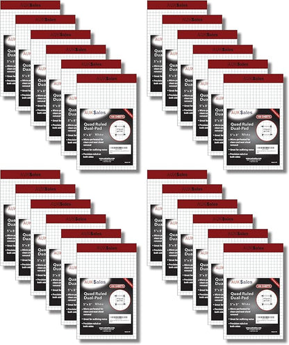 Grid Paper Pad 5x8 Inches, Graph Paper Pad 4x4, Grid Notepad, 24 Pack, 5x8 by AUKSALES