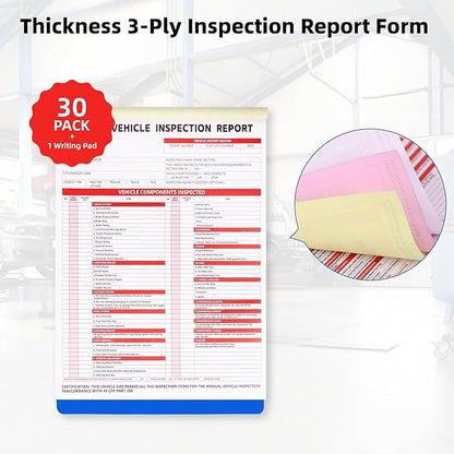 30-Pack Annual Vehicle Inspection Report Form, 3-Ply Carbonless Form and - Image 3