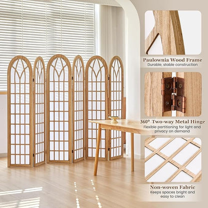 Asnefeli 6 Panel Japanese Room Divider, Shoji Style Partition Divider, Fully - Image 3
