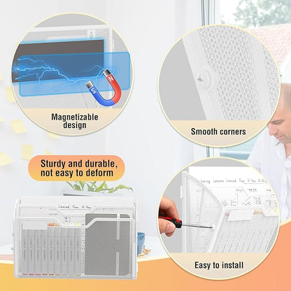 Docnest 2 Tier 3 Pack Magnetic Wall Mounted File Holders, Mesh Letter Organizer - Image 3