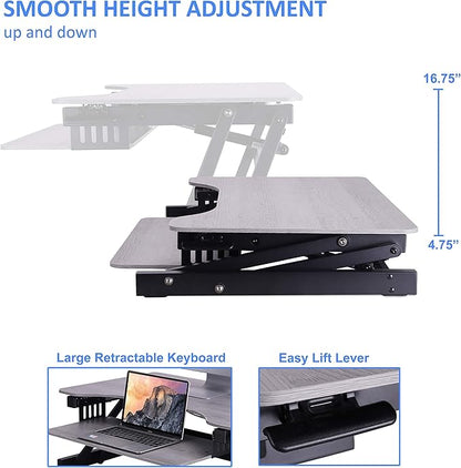Rocelco 32" Height Adjustable Standing Desk Converter - Image 3