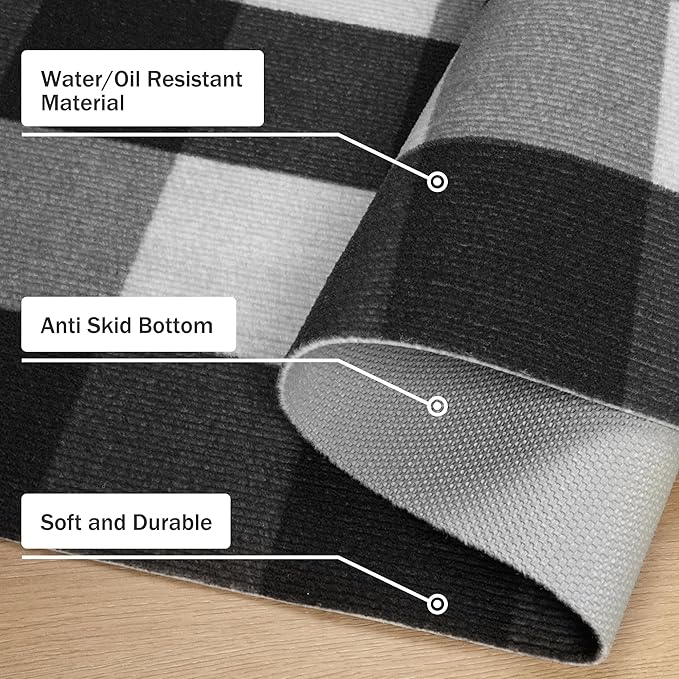 GENIMO Checkered Rug 27.5x43 inches Black and White Outdoor Rug Buffalo Plaid - Image 7