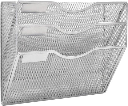 EASEPRES 3 Pocket Mesh Hanging Wall File Organizer, Wall Mounted Mail Paper by EASEPRES