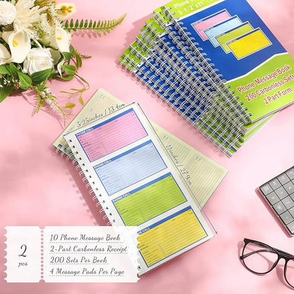 Sinmoe 2 Pcs Spiral Bound Phone Message Book - Image 2