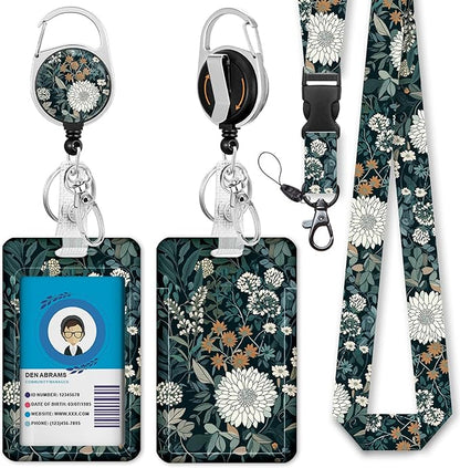 Giancomics Floral Lanyards for Id Badges, Weeds ID Badge Holder by Giancomics