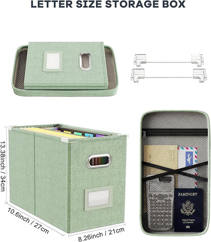 Oterri File Organizer Box with Lid, Hanging Filing File Box with Mesh Pocket - Image 2