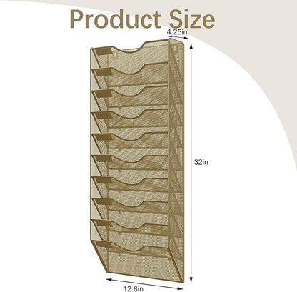 EasyPAG 10 Pocket Mesh Wall File Organizer, Hanging Paper Folder Holder - Image 9