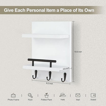 Lucundm Key Holder Wall Mount, Mail Shelf Decor - Image 2