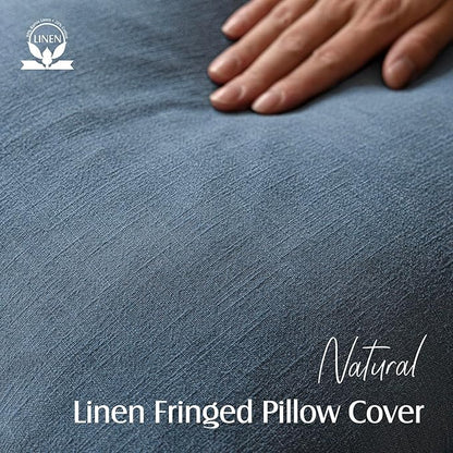 Foindtower Set of 2 Decorative Linen Fringe Lumbar Throw Pillow Covers - Image 2