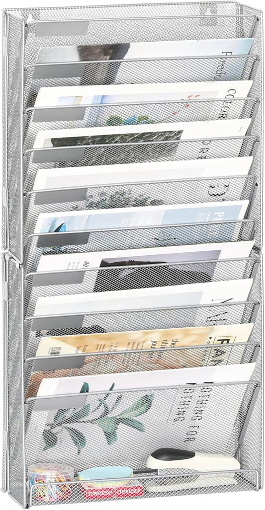 EasyPAG Wall File Holder 10 Tier Mesh Hanging Folder Organizer by EasyPAG