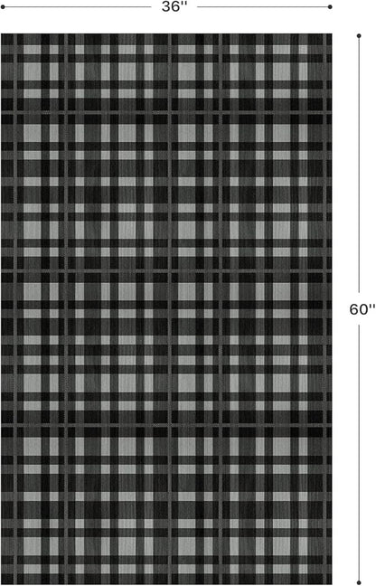 GENIMO Checkered Rug 3x5 Ft Black and White Fine Plaid Outdoor Rug Buffalo - Image 2
