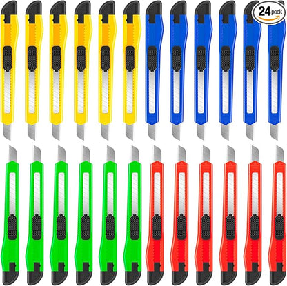 24Pack Box Cutters Utility Knife Retractable Compact Extended Use by DIYSELF