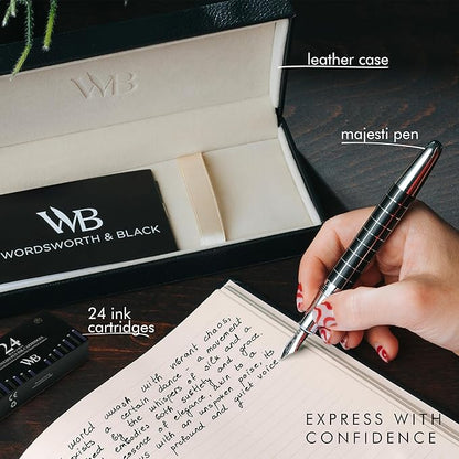 Wordsworth & Black Majesti Fountain Pen -, Luxury Case, Chrome Finish, Iridium - Image 3