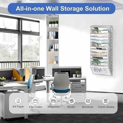 EasyPAG Wall File Organizer for Office 14 Pocket Mesh Wall Mounted Paper - Image 5
