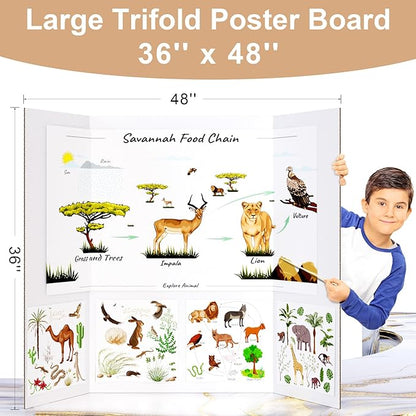 HAUTOCO 36'' x 48'' Trifold Poster Board 2 Pack Large Tri Fold Project Boards - Image 2