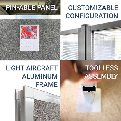 Versare Hush Panel Cubicle Kit | Workstation Partition Walls | Sound Dampening - Image 6