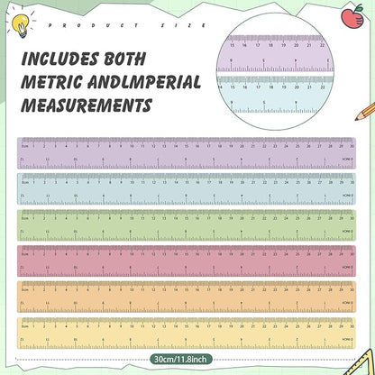 ForraFun 120 Pcs 12 Inch Plastic Ruler Bulk Colorful Transparent Ruler - Image 2