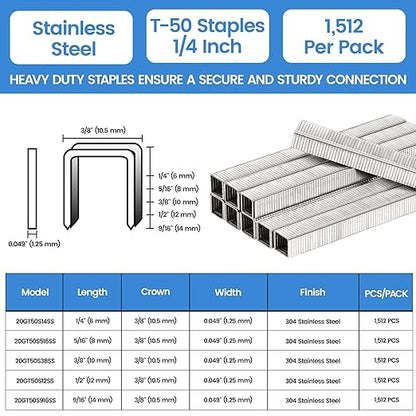 meite T-50 Stainless Steel Staples Marine, 1/4 Inch Heavy Duty Staples - Image 2