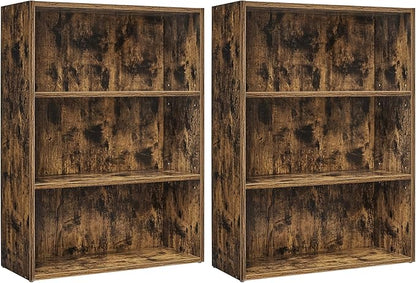 VASAGLE Set of 2 Bookshelves, 23.6 Inches Wide, 3-Tier Open Bookcases by VASAGLEbySONGMICSHOME