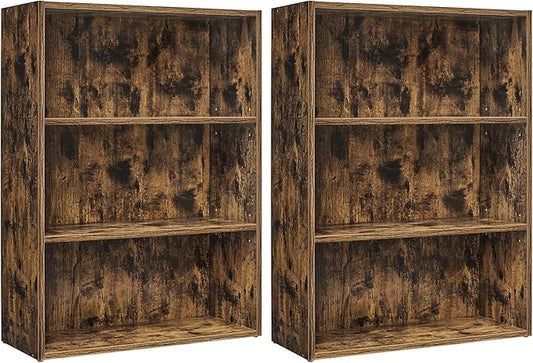 VASAGLE Set of 2 Bookshelves, 23.6 Inches Wide, 3-Tier Open Bookcases by VASAGLEbySONGMICSHOME