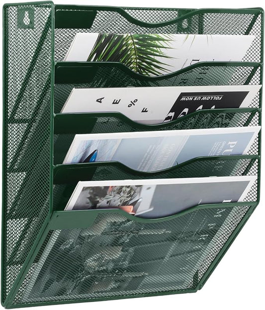 EASEPRES 5 Pocket Mesh Hanging File Organizer, Wall Mounted Mail Paper Document by EASEPRES