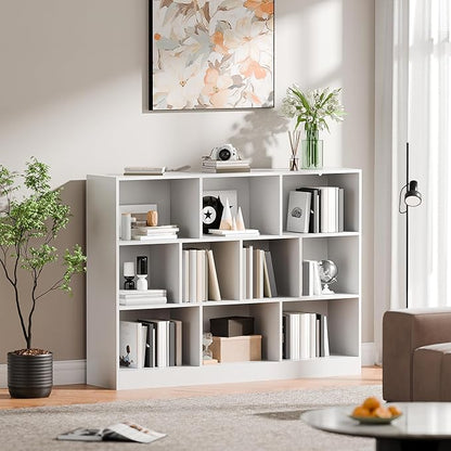 Cozy Castle White Bookshelf, 3-Tier Open Shelf Bookcase, 10 Cube Storage - Image 5