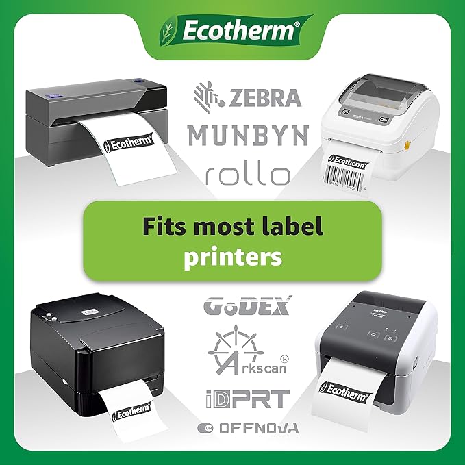 3" x 3" Thermal Labels | 4 Rolls | 2100 Labels | fits Zebra, Offnova Thermal - Image 5