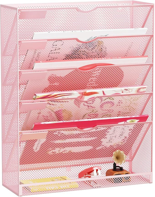 GDINDINFAN Hanging Wall File Organizer 6 Tier Wall Mounted Mail Paper Folder by GDINDINFAN