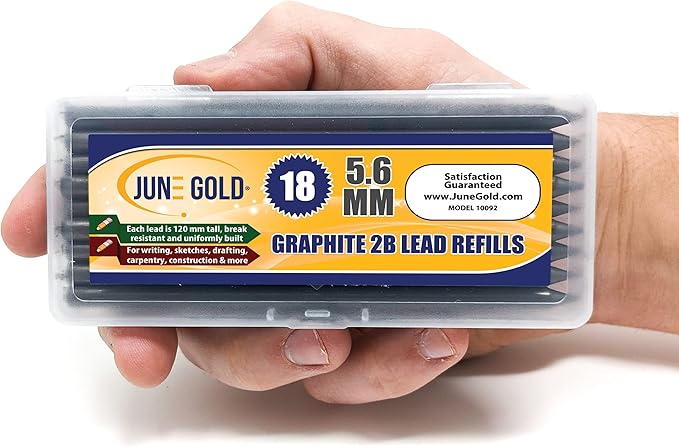 June Gold 18 Pieces, 5.6 mm 2B Lead Refills, 120 mm Length, Extreme Bold - Image 2