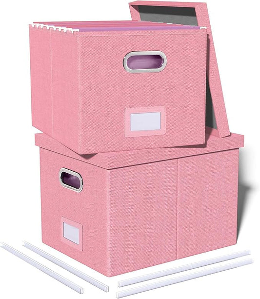 2 Pack File Storage Organizer, Filing Box, Portable File Box by Oterri