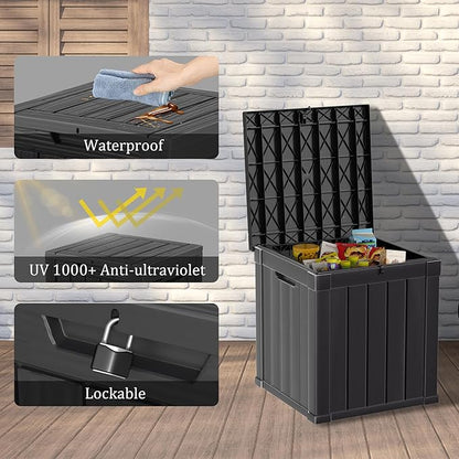PATIOEASY 50GAL Deck Box Black, Waterproof Resin Outdoor Storage - Image 3