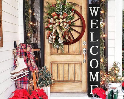 Tall Outdoor Welcome Sign for Front Door, 6ft Black, Rustic Tall Welcome Sign by DQ+DQ+HOME+DECOR
