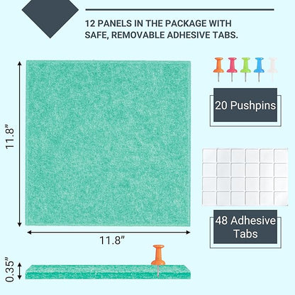 AKTOP Cork Board Bulletin Board 47"x35", 12 Pack Removable Felt Cork Board Tiles - Image 3