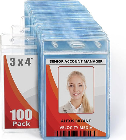 MIFFLIN Large Vertical ID Badge Holders, Plastic Nametag Covers by MIFFLIN