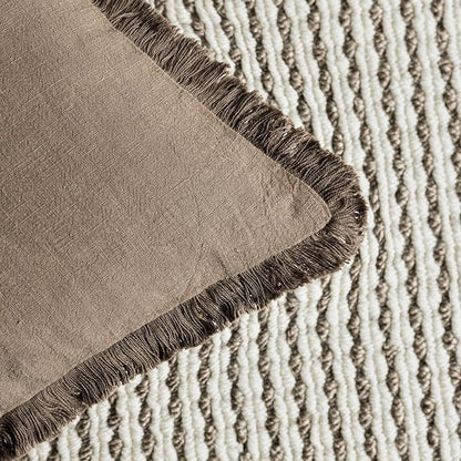Foindtower Set of 2 Decorative Linen Fringe Throw Pillow Covers Cozy Boho - Image 3