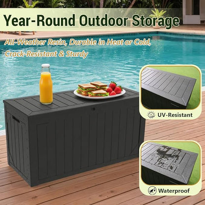 TARKARI 100 Gallon Lockable Resin Deck Box, Waterproof & UV-Resistant Outdoor - Image 3
