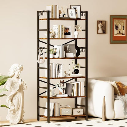 Homeiju 6 Tier Bookshelf, Industrial Bookcase - Image 6
