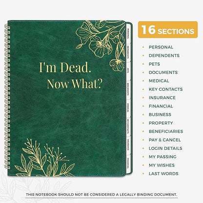 SUNEE End of Life Planner, I‘m Dead Now What Planner, Large Print Spiral-Bound - Image 2