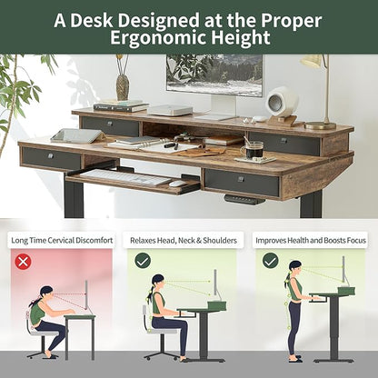 FEZIBO 55'' x 24" Height Adjustable Electric Standing Desk - Image 5