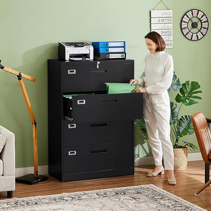 Letaya File Cabinets, 4 Drawer Metal Lateral Filing Organization Storage - Image 2