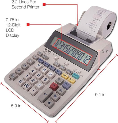 Sharp EL-1750V Two-Color Printing Calculator 2 Lines/Sec 3" Black/Red - Image 4
