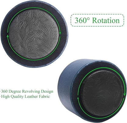 Hennaja Round Leather Art Supply Organizer, Remote Control Holder, 360 Degree - Image 4